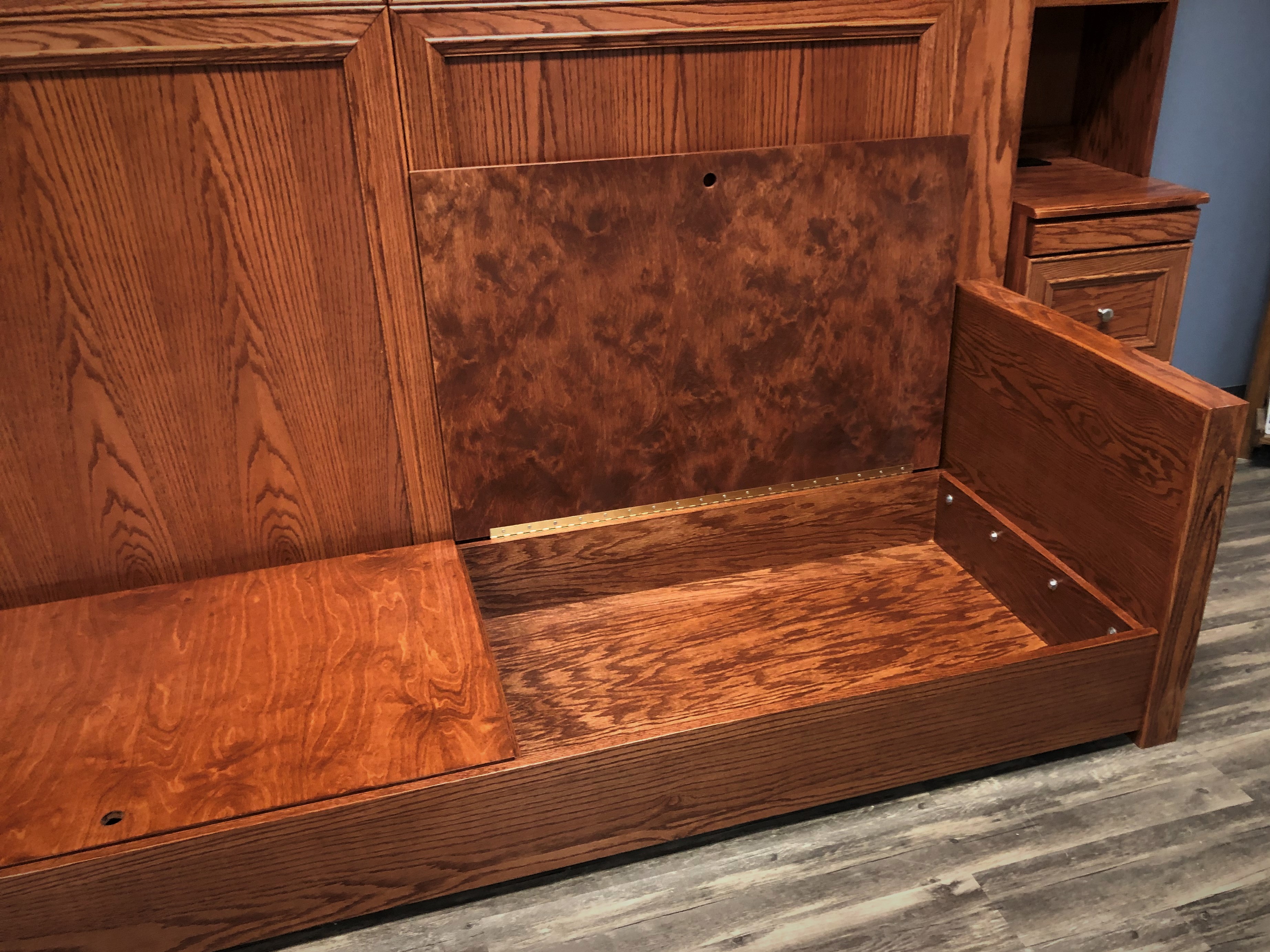 Jordan Sofa Murphy Bed Storage in Base of Sofa Shown Open