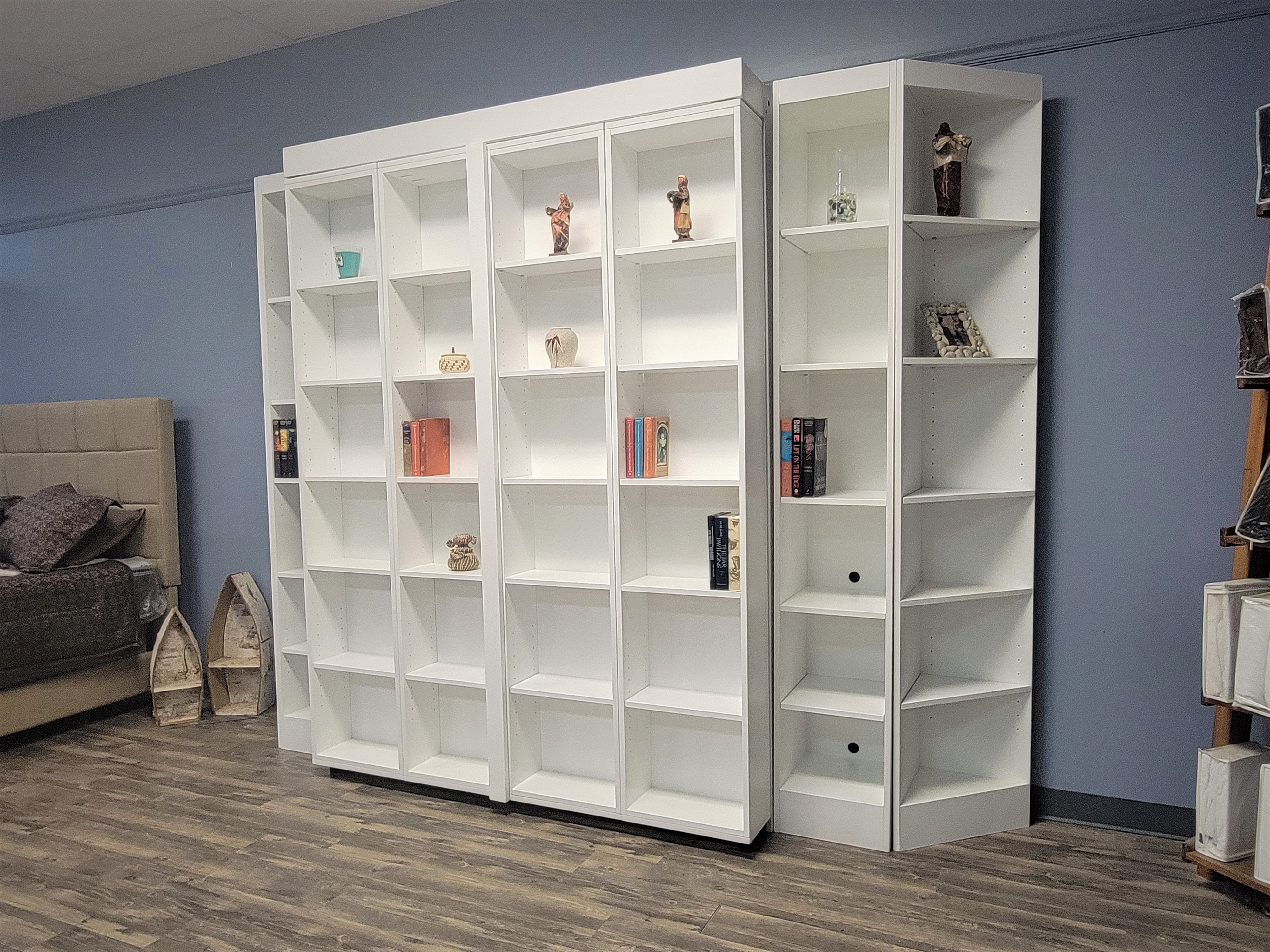 Pivoting Bookcase Murphy Bed Side View of Bed Shown Closed