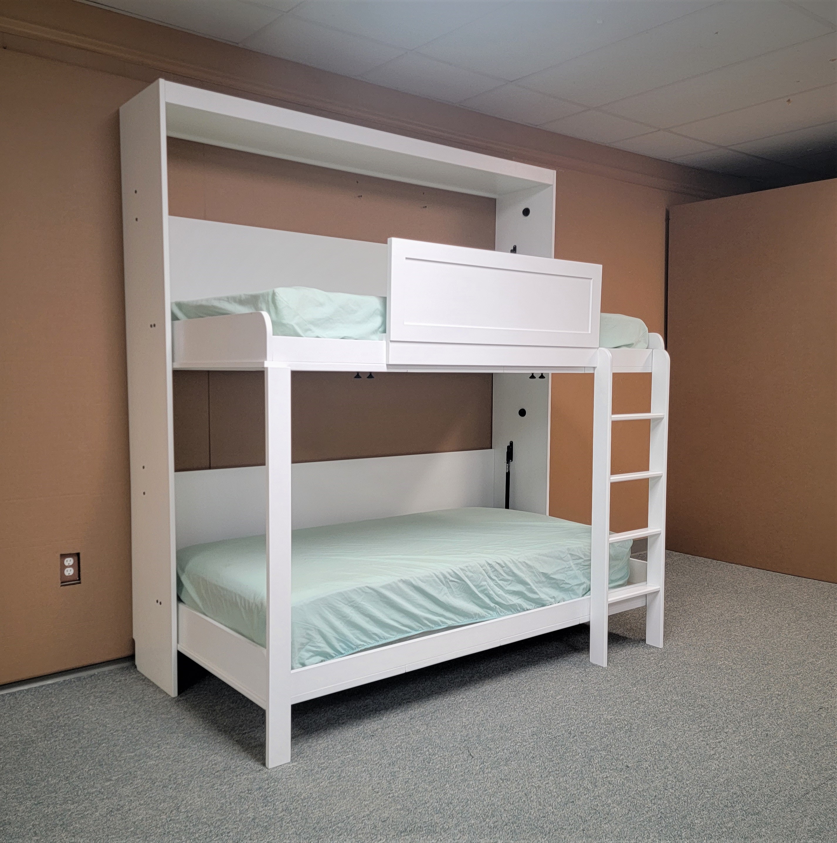 Twin/Twin Murphy Bunk Bed Side View of Murphy Bed Shown Open