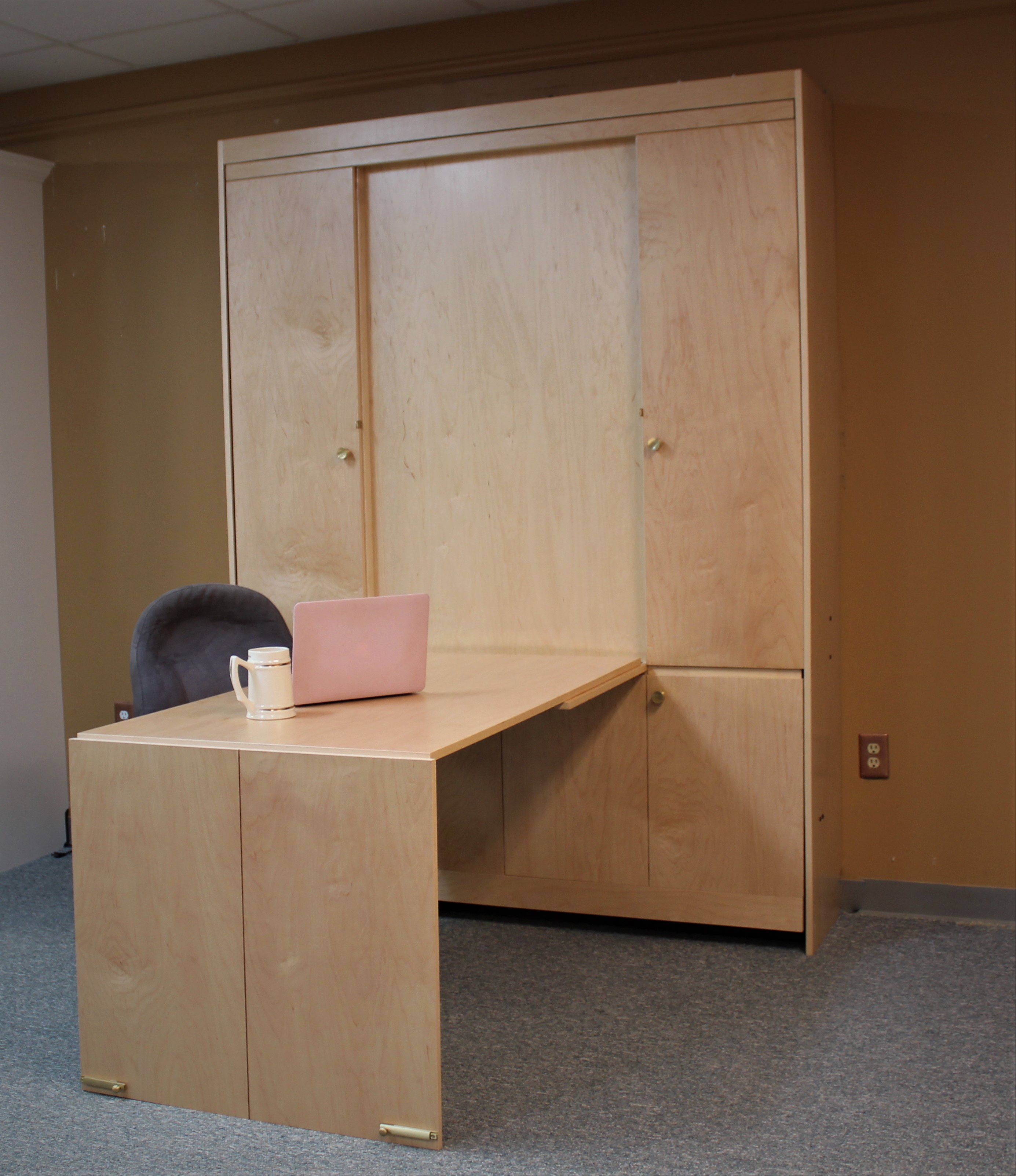 Brooklyn Murphy Bed Side View of Desk Down