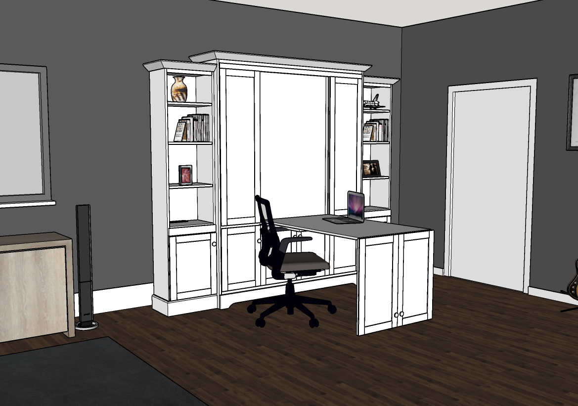 Shaker Murphy bed showing the customers drawing