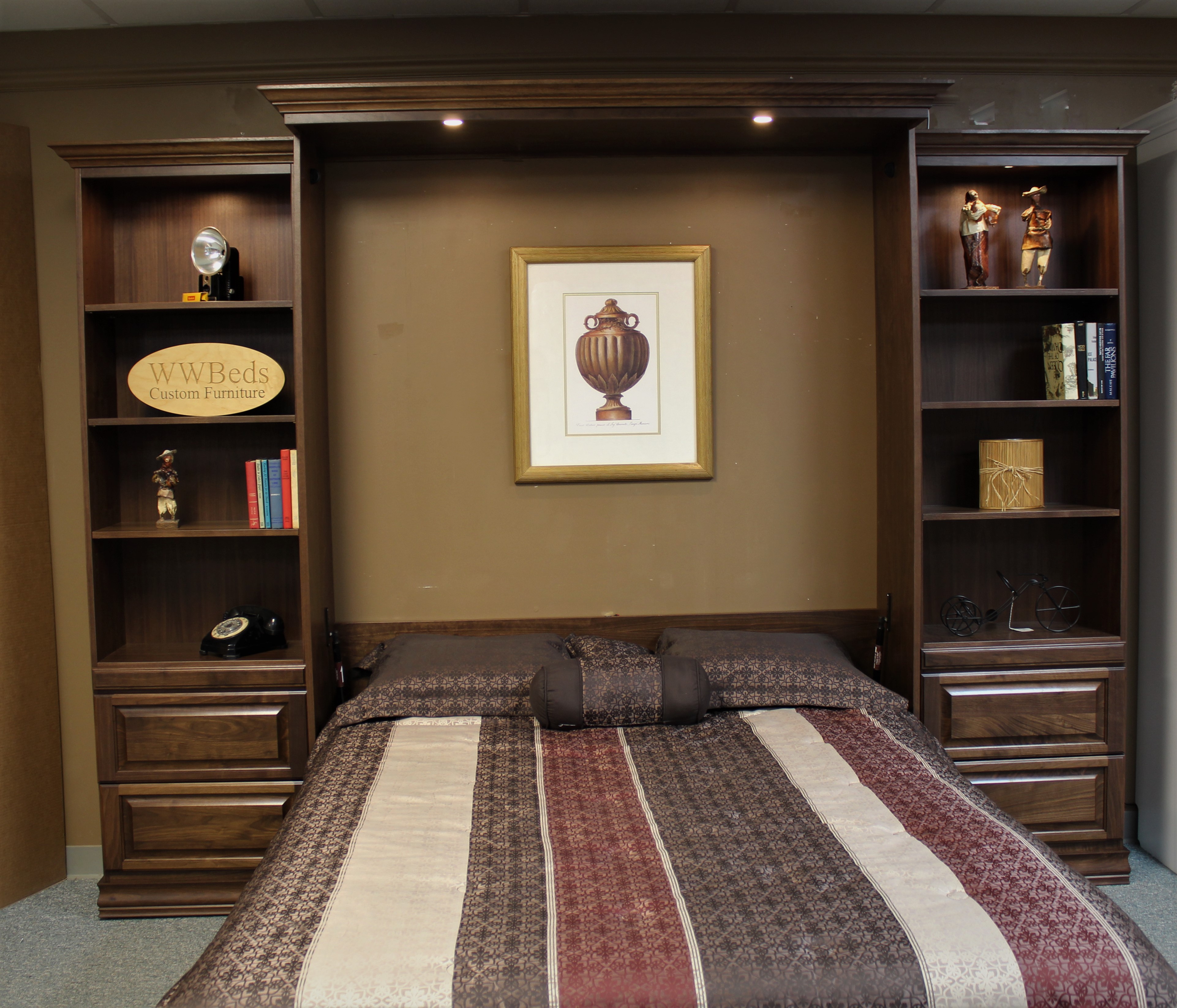 Walnut Smithsonian Front View of Bed Shown Open