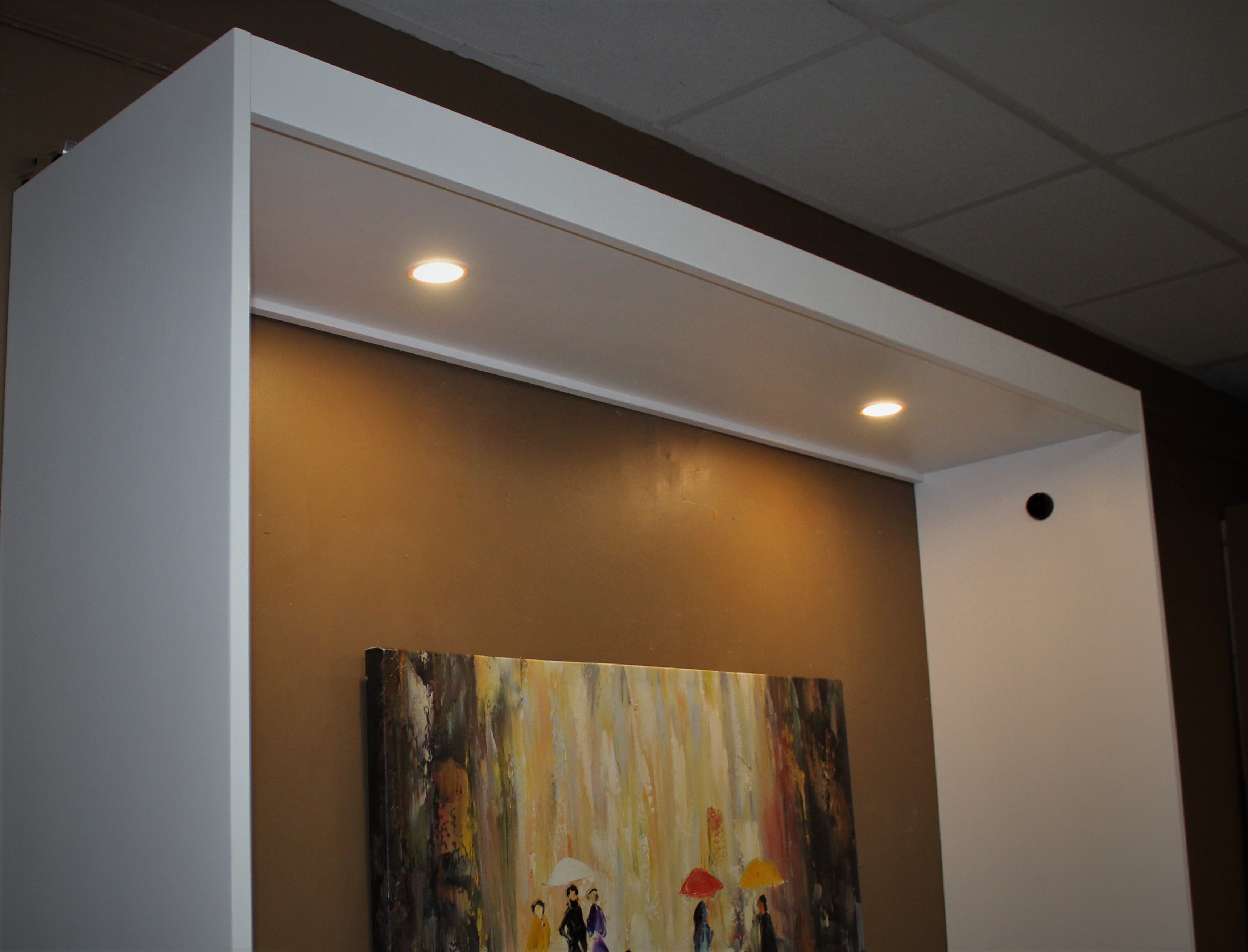 White Frank Lloyd Right Murphy bed showing lights