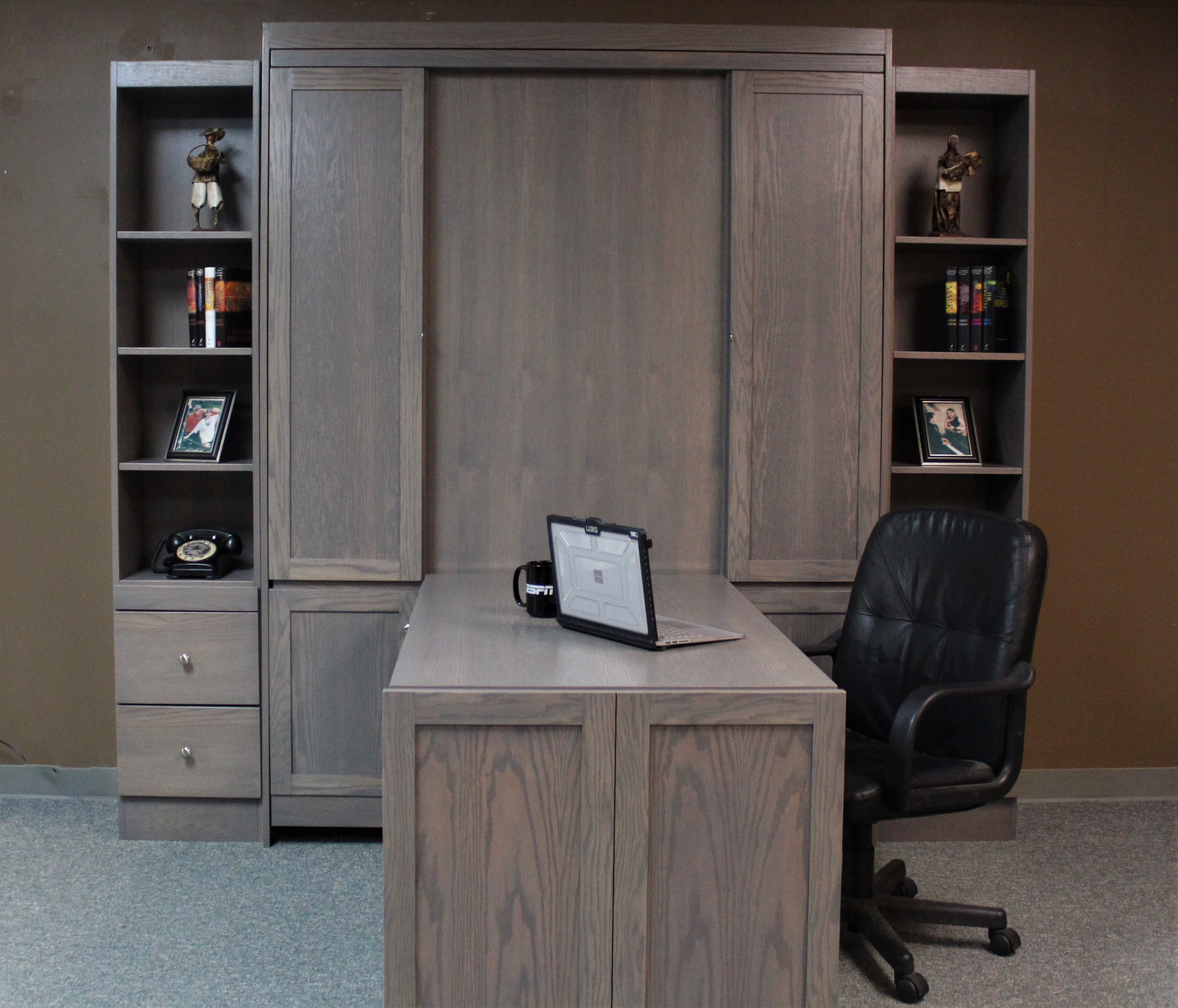 Craftsman Murphy Bed Front View of Desk Down